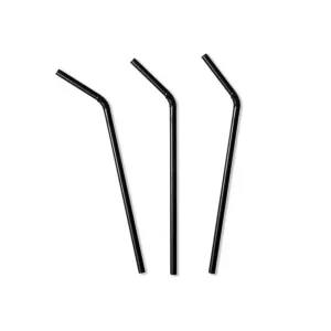 Pailles flexible noir 24cm- 5mm (11E01)